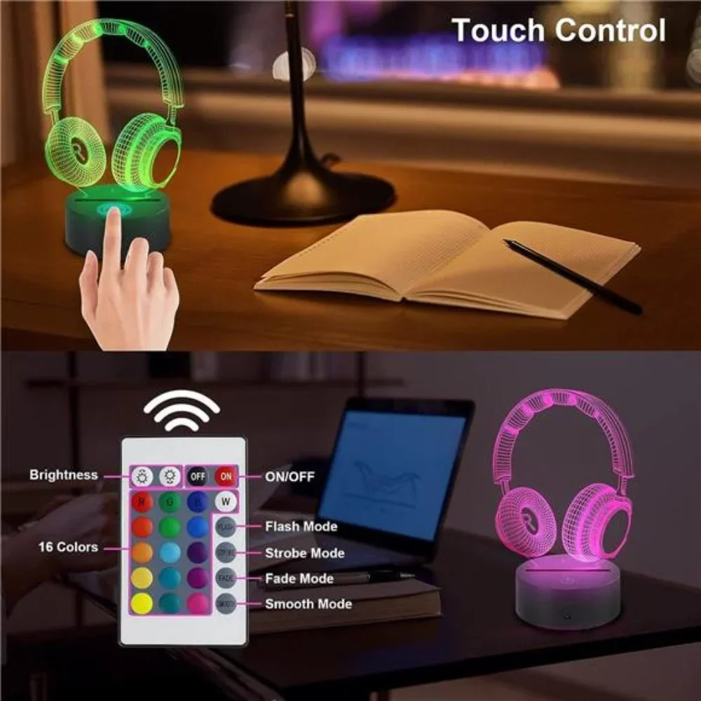 3D I Love You Illusion Night Light 16 Colors Changing Smart Touch Remote Control